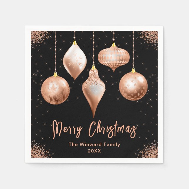 Servilleta De Papel Classic Rose Gold Ornament Christmas (Anverso)