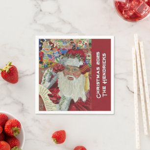 Servilleta De Papel Classic Santa Holiday 2025 — Familia Personalizado
