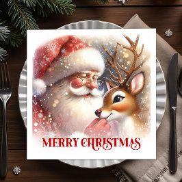 Servilleta De Papel Classic Santa Rudolph Christmas Party Napkins 