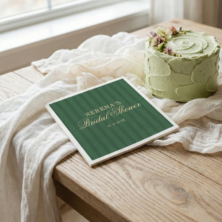 Servilleta De Papel Classic Stripe Vintage Bridal Shower Green