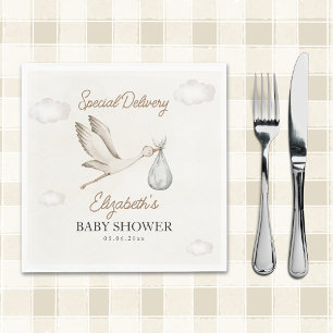 Servilleta De Papel Classic White Stork Baby Shower Neutral