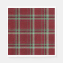Servilleta De Papel Classy Vintage Red Green Textured Tartan Plaid