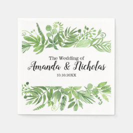Servilleta De Papel Classy Watercolor salvaje pradera verde Boda