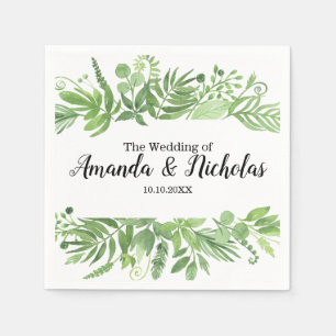 Servilleta De Papel Classy Watercolor salvaje pradera verde Boda