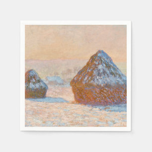 Servilleta De Papel Claude Monet - Almiares, Efecto de Nieve, Mañana