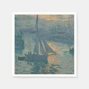 Servilleta De Papel Claude Monet Amanecer Marino Barco de Vela Impresi