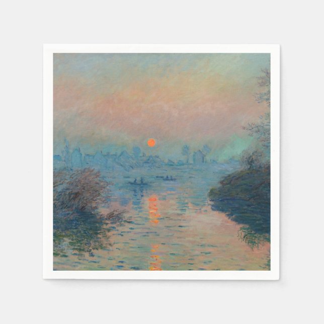 Servilleta De Papel Claude Monet - Atardecer en el Sena en Lavacourt (Anverso)