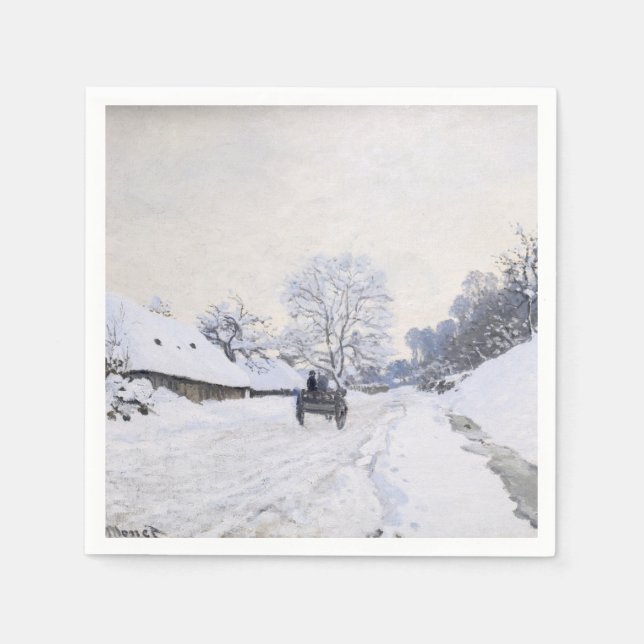 Servilleta De Papel Claude Monet - Caricatura en el camino de nieve en (Anverso)