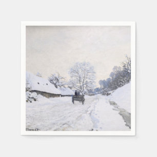 Servilleta De Papel Claude Monet - Carro en el camino nevado en Honfle