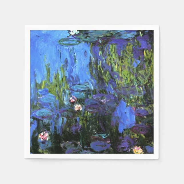 Servilleta De Papel Claude Monet: Lilies de agua, índigo azul (Anverso)