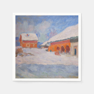 Servilleta De Papel Claude Monet - Noruega, casas rojas en Bjornegaard
