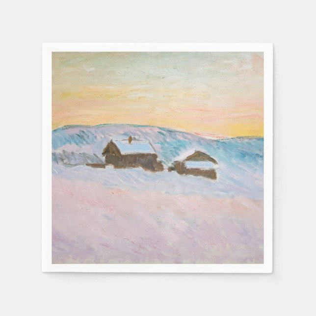 Servilleta De Papel Claude Monet - Paisaje noruego, casas azules (Anverso)