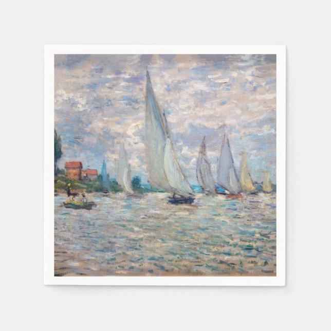 Servilleta De Papel Claude Monet - Regata de barcos en Argenteuil (Anverso)