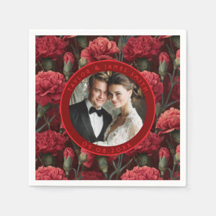 Servilleta De Papel Clavel Rojo Radiante Boda Tradicional