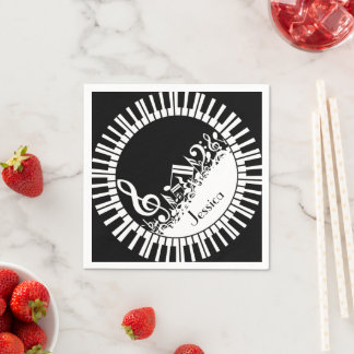 Servilleta De Papel Claves circulares de piano y notas de música revol