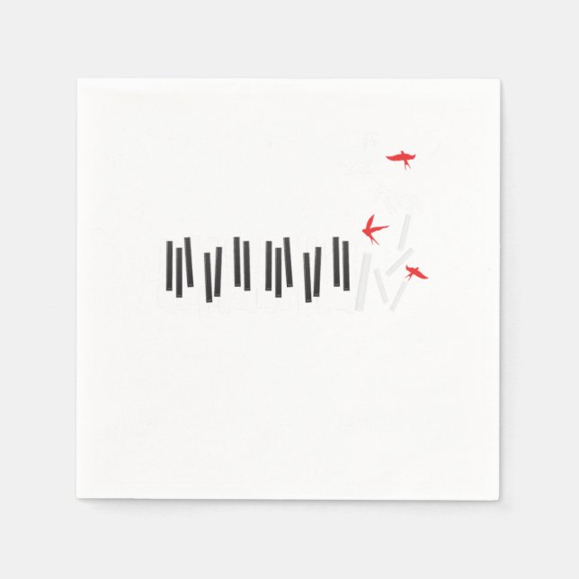 Servilleta De Papel Claves de piano pájaros regalo de notas musicales  (Anverso)