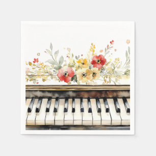 Servilleta De Papel Claves de piano y flores