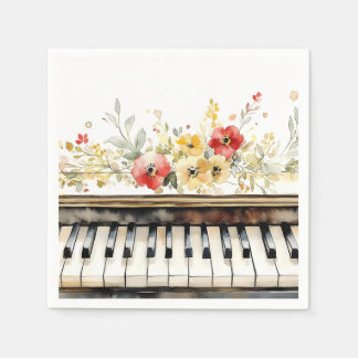 Servilleta De Papel Claves de piano y flores