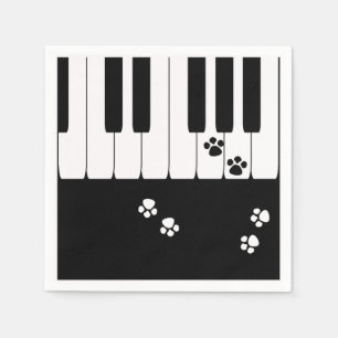 Servilleta De Papel Claves de piano y patas para pies de gato