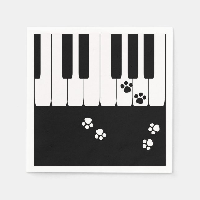 Servilleta De Papel Claves de piano y patas para pies de gato (Anverso)