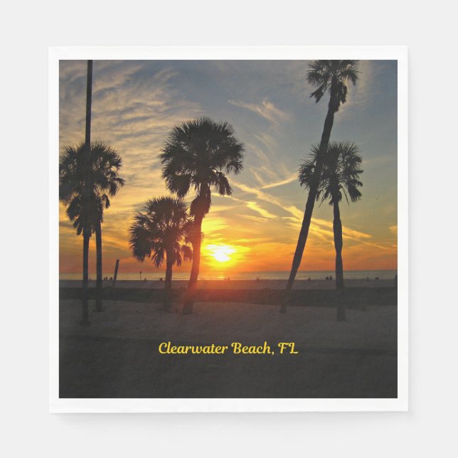Servilleta De Papel Clearwater Beach, Florida Sunset (Anverso)
