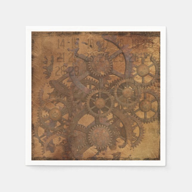 Servilleta De Papel Clock Gears Steampunk Art (Anverso)