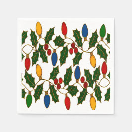 Servilleta De Papel Cloisonne Art Christmas Lights and Holly