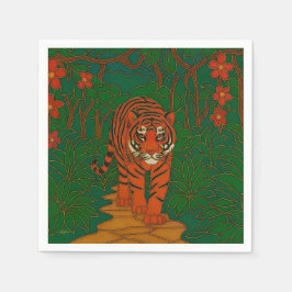 Servilleta De Papel Cloisonne Art Tiger on the Jungle Path