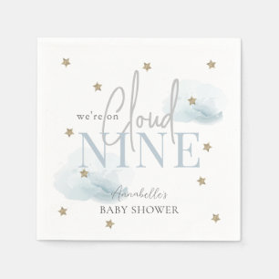 Servilleta De Papel Cloud 9 Gold Stars Watercolor Boy Baby Shower