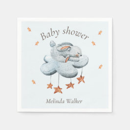 Servilleta De Papel Clouds de conejito y estrellas Baby Shower