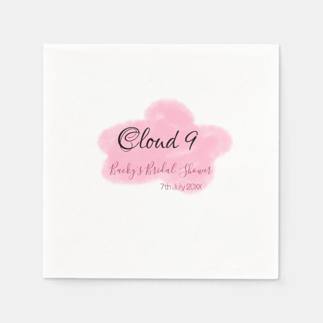 Servilleta De Papel Clouds nine red pastel bridal shower namedate (Anverso)