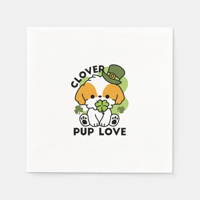 Servilleta De Papel Clover Pup Love - Diseño de perros del Día de San  (Anverso)