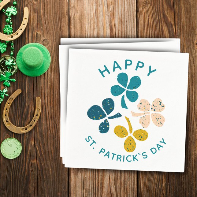 Servilleta De Papel Clover Shamrock Drawing Happy Día de San Patricio (Subido por el creador)