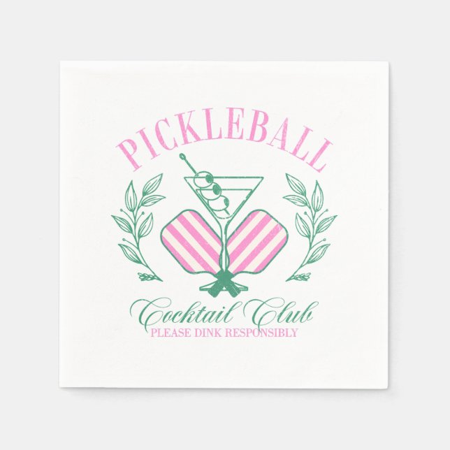 Servilleta De Papel Club de Cócteles de Pickleball (Anverso)