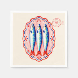 Servilleta De Papel Club Social de Sardinas Fiesta de Verano Italiana