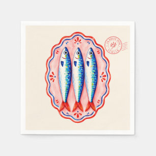 Servilleta De Papel Club Social de Sardinas Fiesta de Verano Italiana