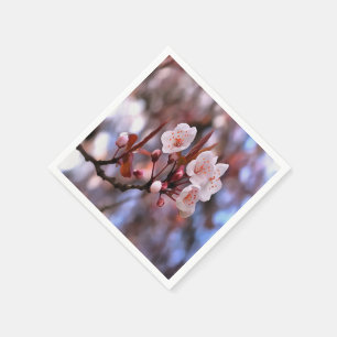 Servilleta De Papel Clúster con flores de cerezo con rosa y azul