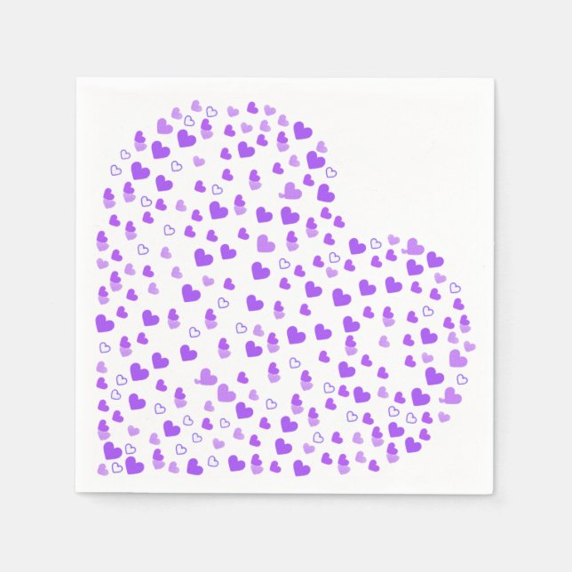 Servilleta De Papel Clúster de Corazón Púrpura (Anverso)