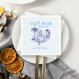 Servilleta De Papel Coastal Blue Birthday Party Mermaid Cowgirl 
