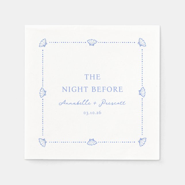 Servilleta De Papel Coastal Chic Blue Personalized Rehearsal Dinner (Anverso)