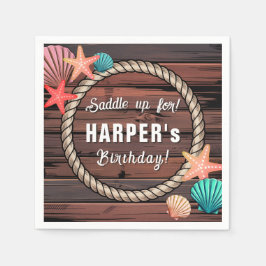 Servilleta De Papel Coastal Cowgirl Western Beach Birthday Personalize