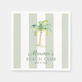 Servilleta De Papel Coastal Green Cabana Stripes Palm Beach Club