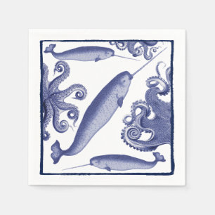 servilleta de papel Coastal Indigo Sea Life