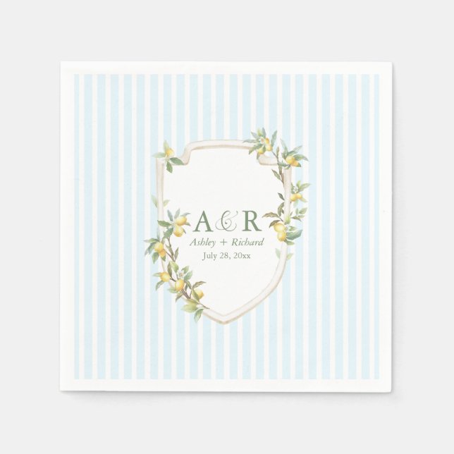 Servilleta De Papel Coastal Mediterranean Lemon Crest Wedding (Anverso)