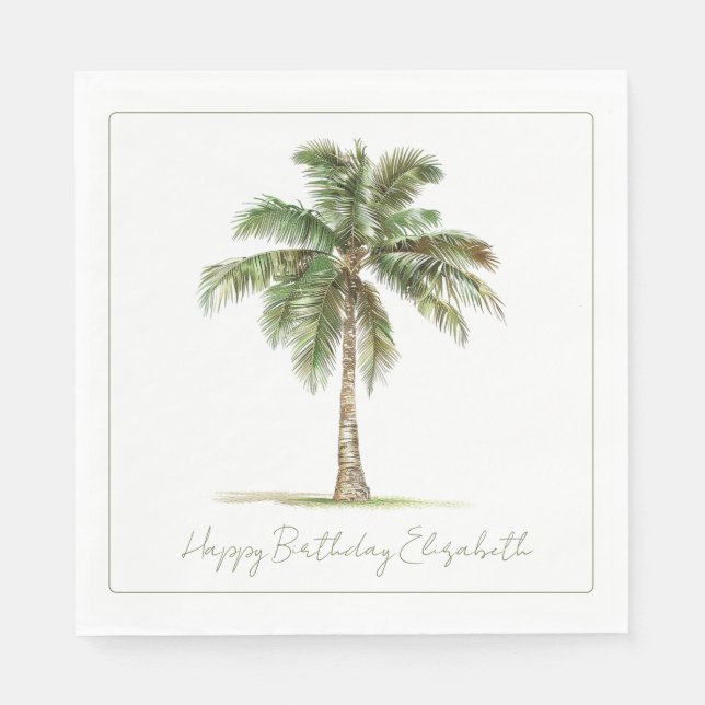 Servilleta De Papel Coastal Palm Tree Personalized (Anverso)