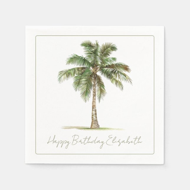 Servilleta De Papel Coastal Palm Tree Personalized Party (Anverso)