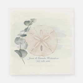 Servilleta De Papel Coastal Sand Dollar & Eucalyptus watercolor