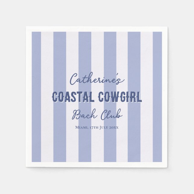 Servilleta De Papel Coastre Cowgirl Bach Club Blue White Stripes (Anverso)