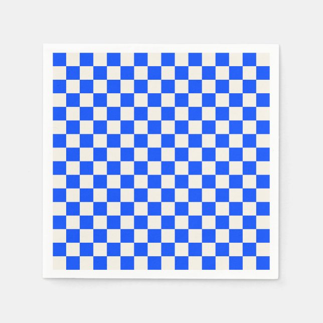 Servilleta De Papel Cobalt and cream checkerboard pattern (Anverso)