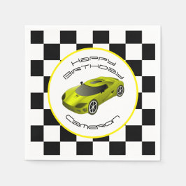 Servilleta De Papel Coche de carrera amarilla | Napkins de la fiesta d